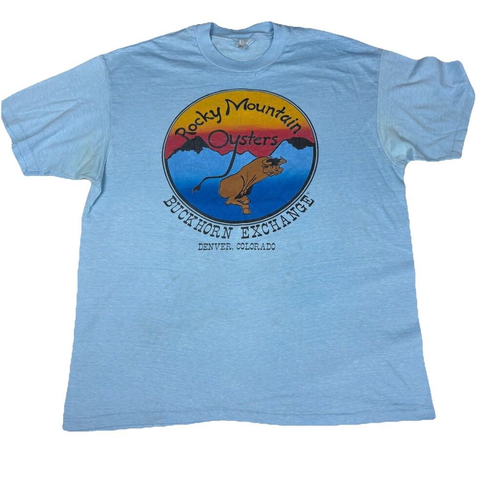 Vintage 80s Single Stitch‎ XL Rocky Mountain Oyster Buckhorn Exchange Denver USA